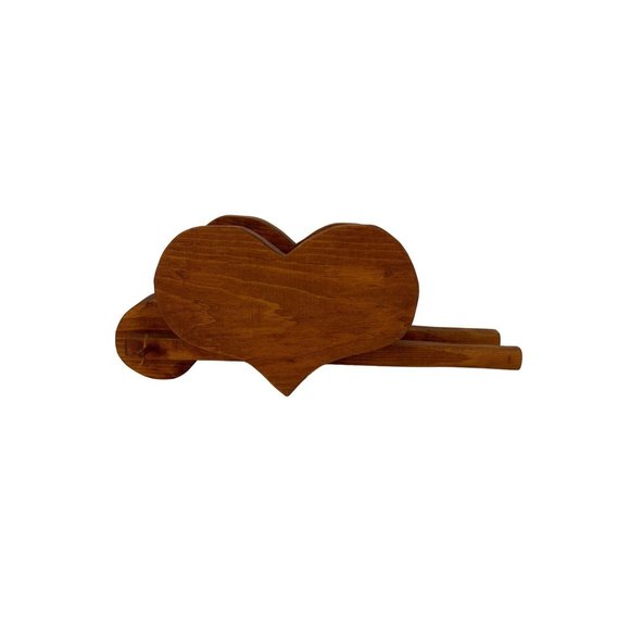 Wood Heart Shaped Mini 14" Wheelbarrow Planter - Picture 1 of 7